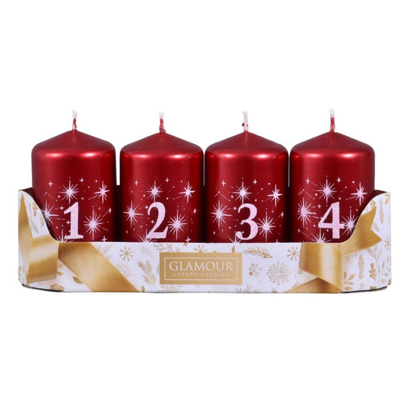 Adventní svíčka metalická zlatá s čísly lesklá 4ks
