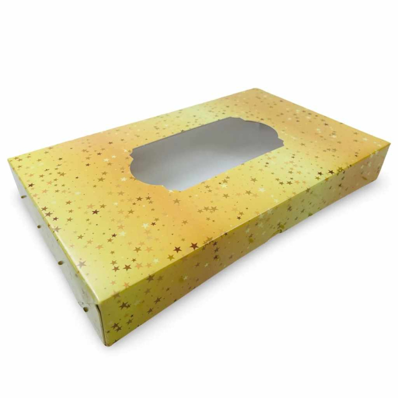 Alvarak Krabice na vánoční cukroví Jumbo Žlutá s hvězdami