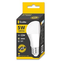 Ecolite LED žárovka E27, A60, 5 W, 3000 K, 400 lm