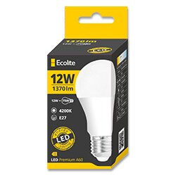 Ecolite LED žárovka E27, A60, 12 W, 4200 K