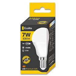 Ecolite LED žárovka mini globe E14, 7 W, 4100 K, 560 lm