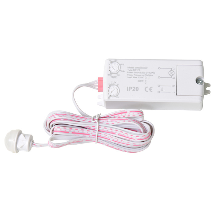 Pohybový senzor ECOPLANET 500W, IP20, bílá (EST129-BI)