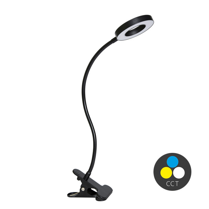 Solight LED stolní lampa s klipem 8W 300lm 3000-5000K černá 63 x 11 x 90 cm