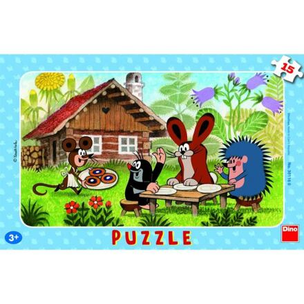 Puzzle deskové Krtek na návštěvě 29,5x19cm 15 dílků