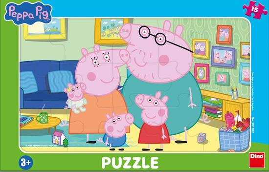 Puzzle Prasátko Peppa v obývacím pokoji 15 dílků