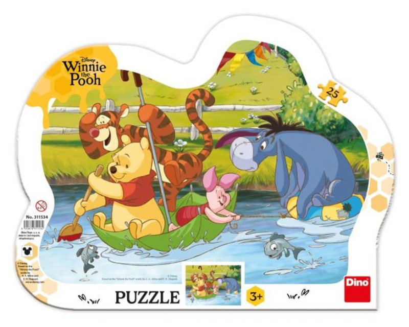 Dino Medvídek Pú na plavbě Puzzle 25 dílků kontura