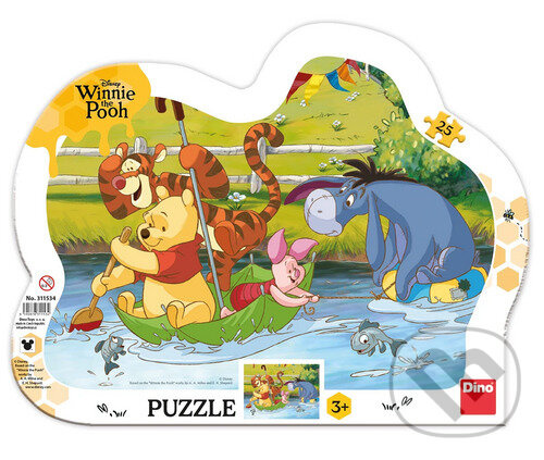 Dino Medvídek Pú na plavbě Puzzle 25 dílků kontura