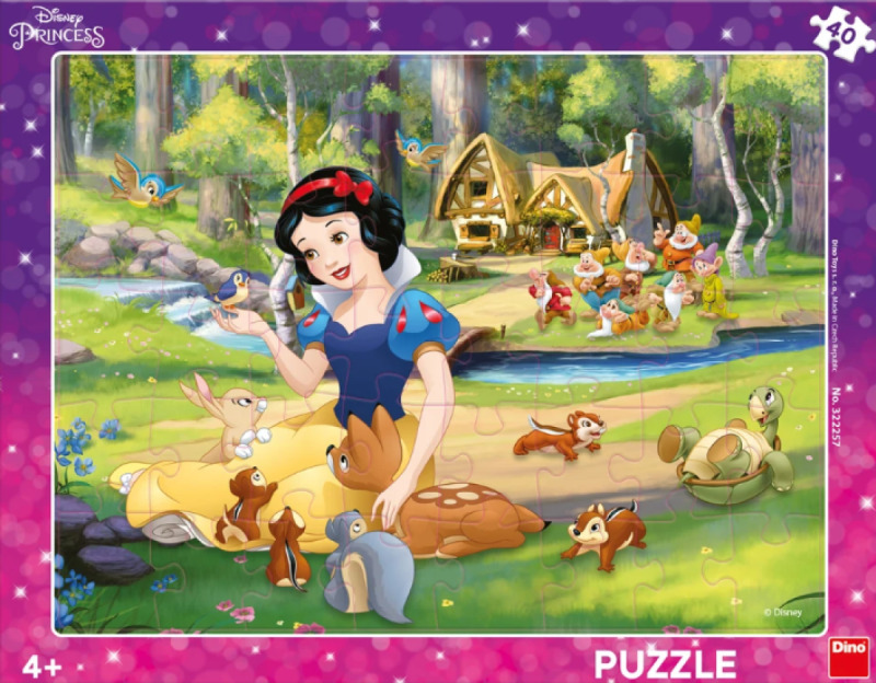 Puzzle Sněhurka a zvířátka 40 dílků deskové DINO