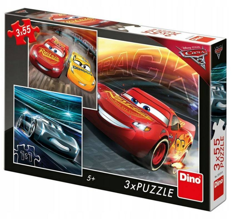 Dino puzzle Walt Disney Cars 3: Trénink 3x55 dílků