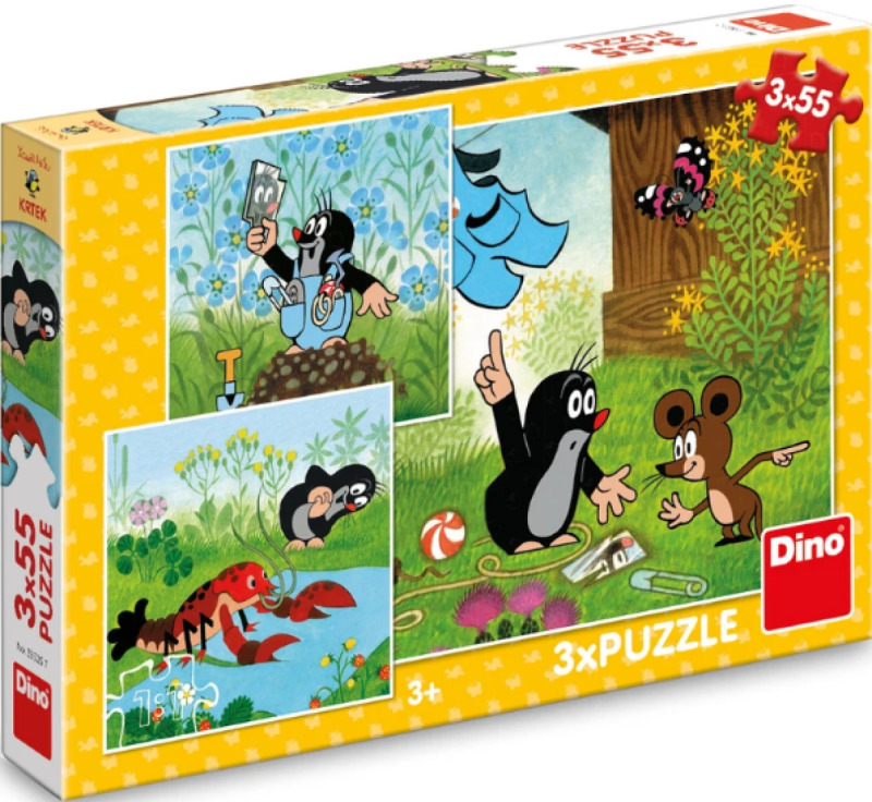 Dino Krtek a kalhoty 3 x 55 dílků