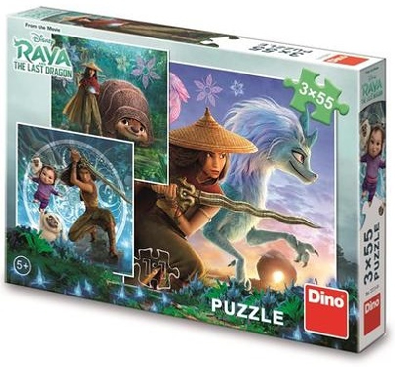 Puzzle s hrdinkou Raya a přátelé - 3x55 dílků
