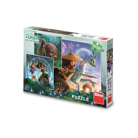 Puzzle s hrdinkou Raya a přátelé - 3x55 dílků