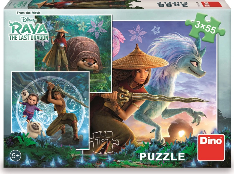 Puzzle s hrdinkou Raya a přátelé - 3x55 dílků