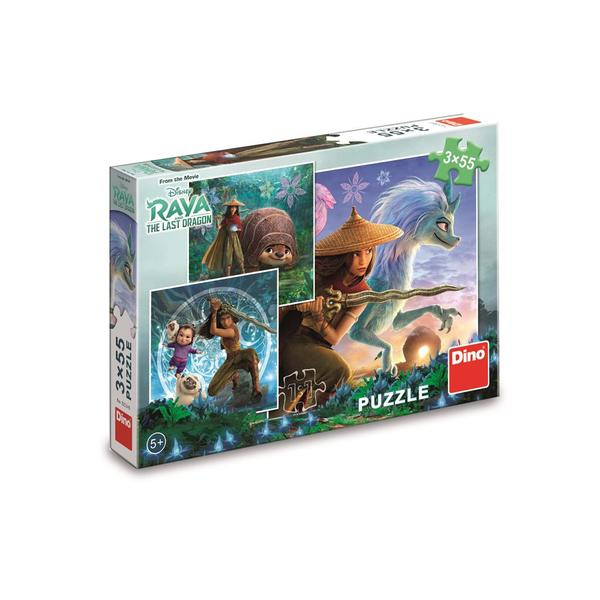 Puzzle s hrdinkou Raya a přátelé - 3x55 dílků
