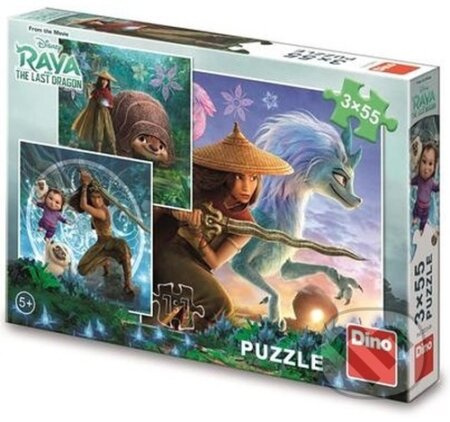 Puzzle s hrdinkou Raya a přátelé - 3x55 dílků