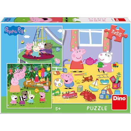 Puzzle 3v1 Prasátko Peppa na prázdninách - 3 x 55 dílků
