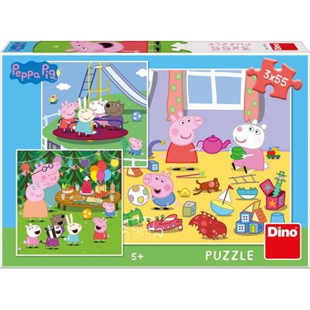 Puzzle 3v1 Prasátko Peppa na prázdninách - 3 x 55 dílků