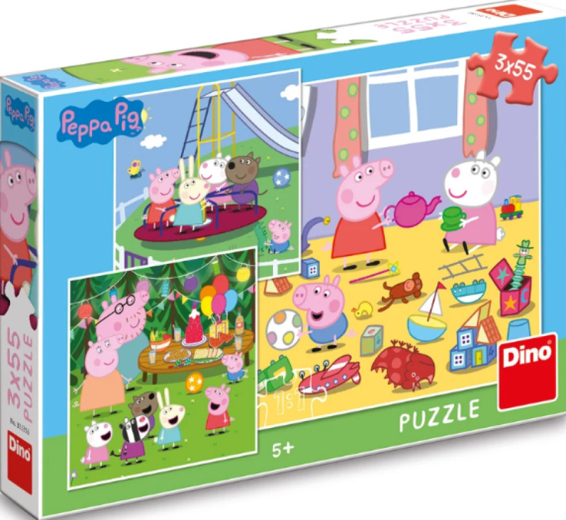 Puzzle 3v1 Prasátko Peppa na prázdninách - 3 x 55 dílků