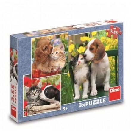 DINO Puzzle Zvířecí kamarádi 3x55 dílků