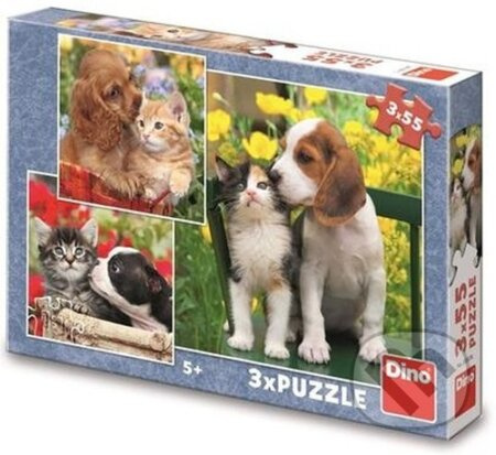 DINO Puzzle Zvířecí kamarádi 3x55 dílků