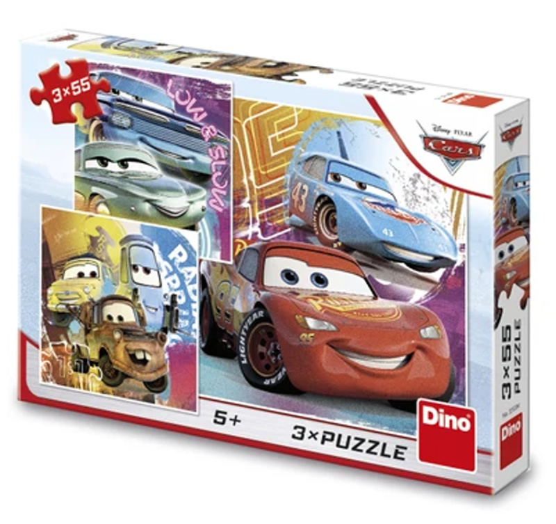 Dino Auta Přátelé 3x55 dílků