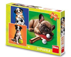 Dino puzzle psí sportovci 3x55 dílků