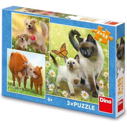 Puzzle Dino Rodinka 3x55 dílků