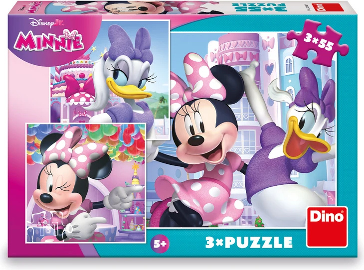 Puzzle Minnie a Daisy 3x55 dílků