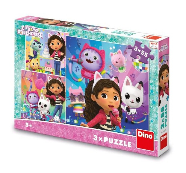 Dětské puzzle Gábinin kouzelný domek Oslava 3x55 dílků