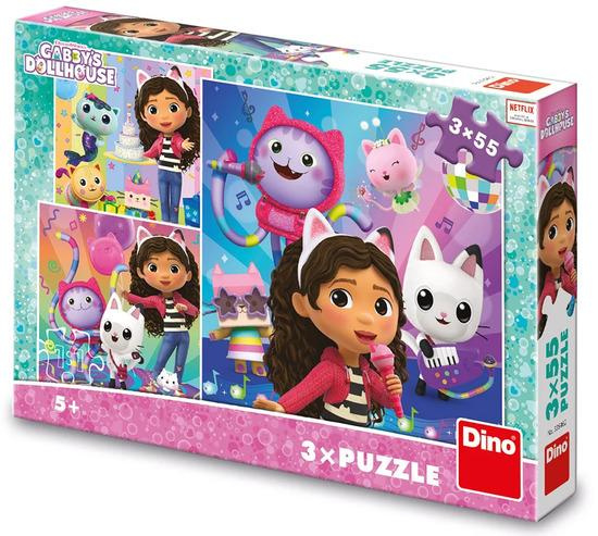 Dětské puzzle Gábinin kouzelný domek Oslava 3x55 dílků