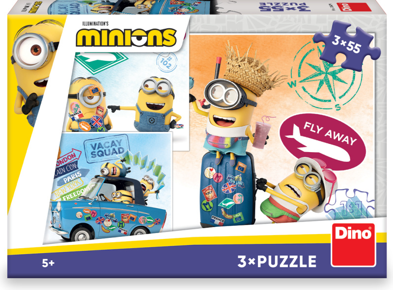 Dino puzzle Mimoni 3×55 dílků