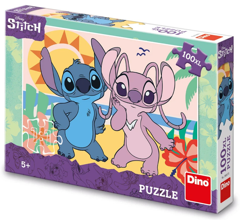 Skládanka Stitch na pláži 100 dílků
