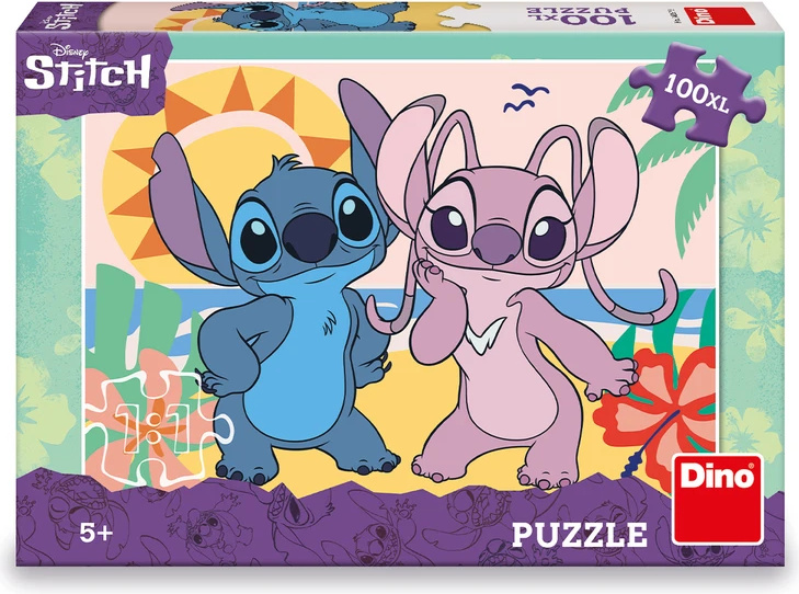Skládanka Stitch na pláži 100 dílků
