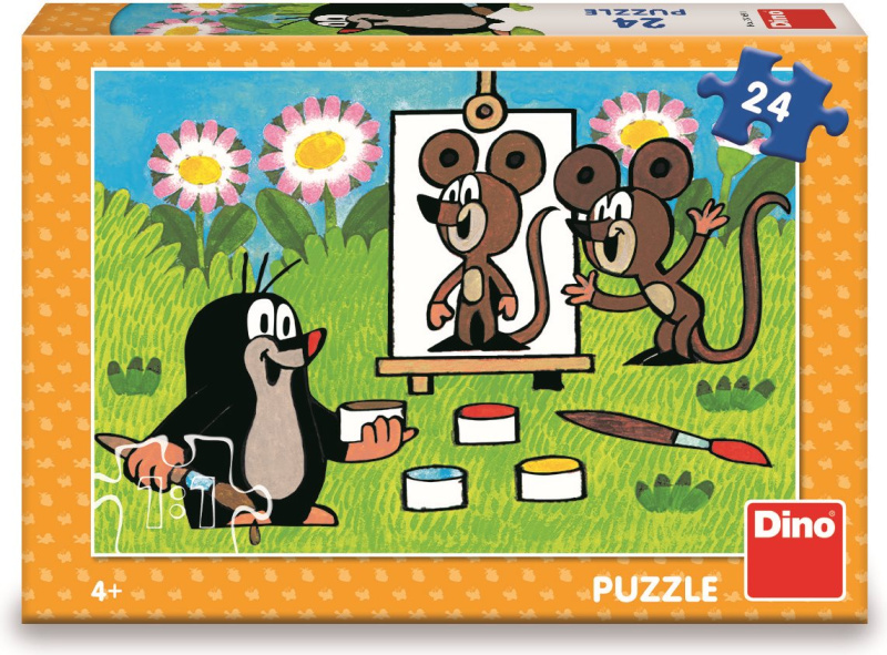 Puzzle Krtek malířem 26x18cm 24ks v krabici 27x19x4cm
