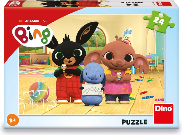 dino puzzle bing maluje 24 dílků