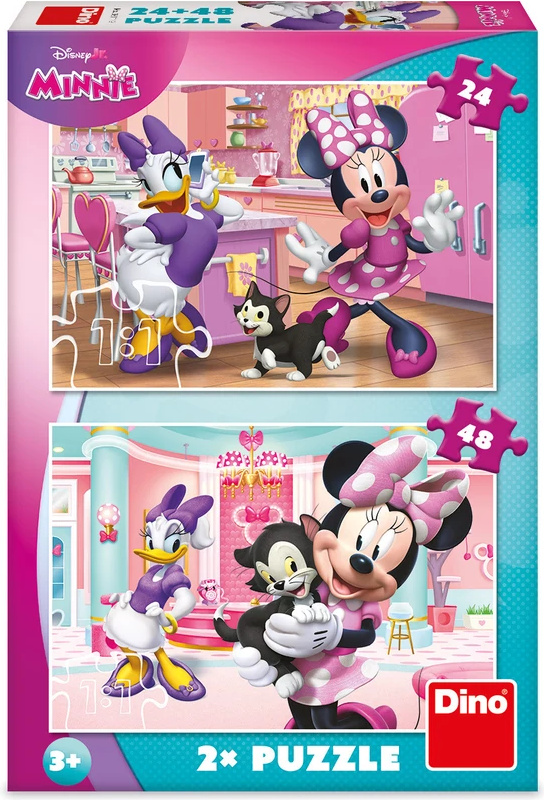 2x Puzzle: Minnie a Figaro (24+48 dílků) - - - puzzle z kategorie 15 - 60 dílků