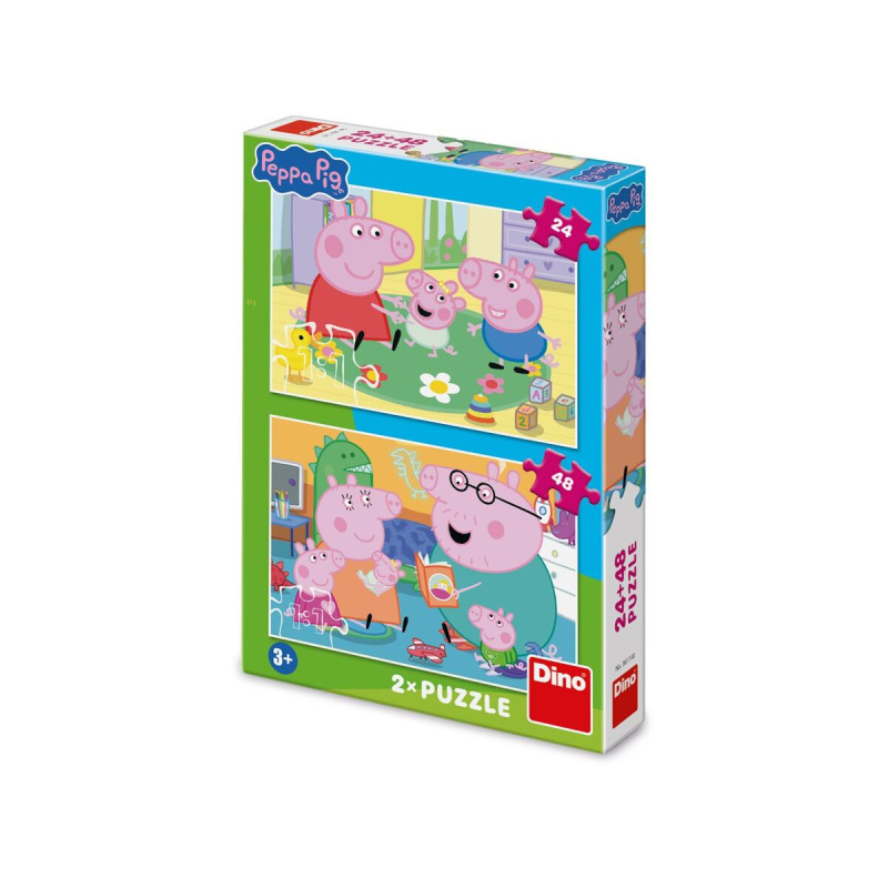 2x Puzzle: Peppa pig Domov (24+48 dílků) - puzzle z kategorie 15 - 60 dílků
