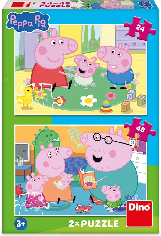 2x Puzzle: Peppa pig Domov (24+48 dílků) - puzzle z kategorie 15 - 60 dílků