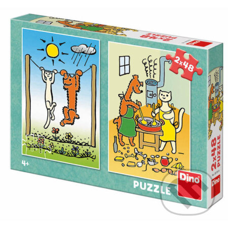 Dino Puzzle Pejsek a kočička 2x48 dílků