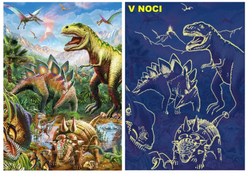 Dino puzzle Svět dinosaurů 100 dílků XL neon