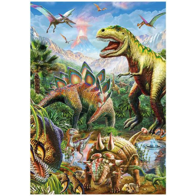 Dino puzzle Svět dinosaurů 100 dílků XL neon