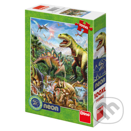 Dino puzzle Svět dinosaurů 100 dílků XL neon