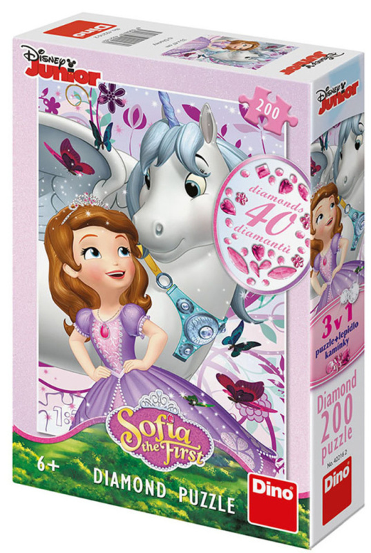 Puzzle Sofie a jednorožec s kamínky ke zdobení - 200 dílků
