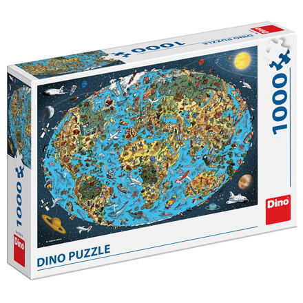 Dino Puzzle Kreslená mapa světa 1000 dílků