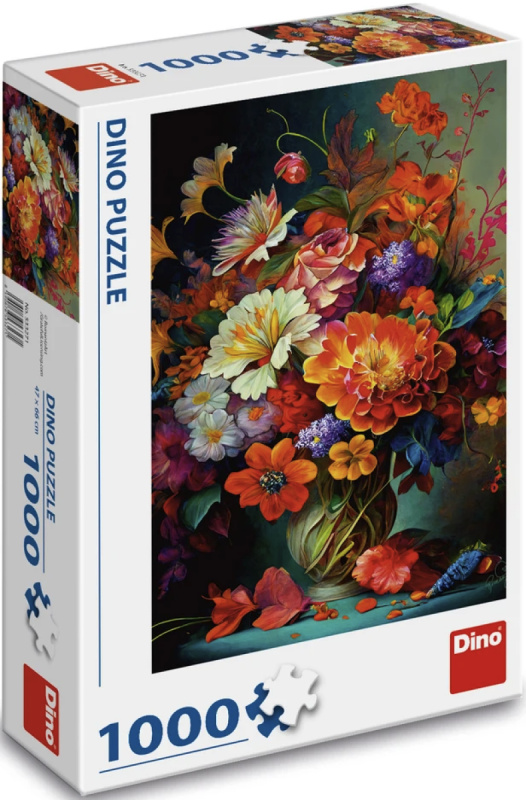 dino puzzle květiny ve váze 1000 dílků