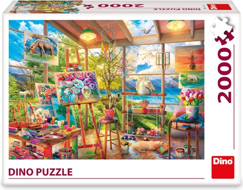 dino puzzle malířský ateliér 2000 dílků