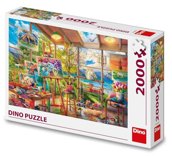 dino puzzle malířský ateliér 2000 dílků
