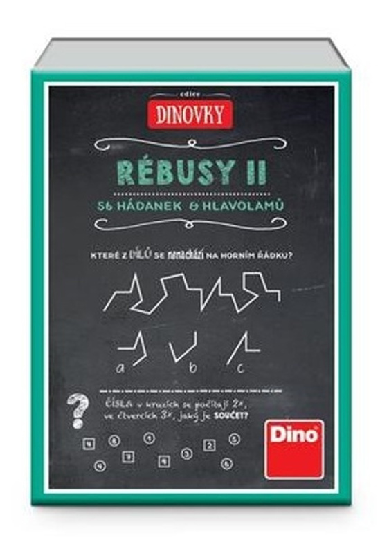 Rébusy II společenská hra malá 56 hádanek a hlavolamů v krabičce 12x16x5cm