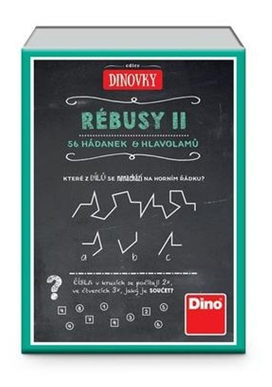 Rébusy II společenská hra malá 56 hádanek a hlavolamů v krabičce 12x16x5cm