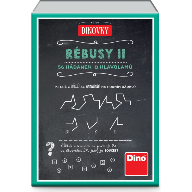 Rébusy II společenská hra malá 56 hádanek a hlavolamů v krabičce 12x16x5cm